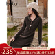 百圖（betu）女裝2025年冬新款連衣裙青果領(lǐng)立體花朵顯瘦收腰氣質(zhì)裙子2510T94 咖啡色 M