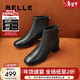 百麗（Belle）羊皮優(yōu)雅短筒時(shí)裝靴女冬季商場(chǎng)款顯瘦舒適短靴3LI40DD4 黑色 35 (225mm)