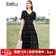 百圖betu女裝夏季新款連衣裙優(yōu)雅V領(lǐng)百搭簡(jiǎn)約X型連衣裙女2403T97 黑色 S