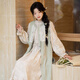 池夏【立春:桃春序】明制圓領(lǐng)長(cháng)比甲立領(lǐng)連衣裙原創(chuàng  )改良漢服 早春 桃春序兩件套(長(cháng)比甲+棉麻版連衣裙) M （第一批預售）
