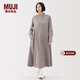 MUJI女式 法蘭絨 立領(lǐng)長(cháng)袖連衣裙女裝裙子純棉連身裙25年冬季 米色 M (160/84A)