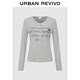 UR2026春季新款女裝潮流字母印花紐扣半開(kāi)襟T恤UYV460031 花灰 S