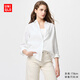 優(yōu)衣庫女裝法國麻襯衫長(cháng)袖襯衣上衣空調衫薄外套475647 00 白色 XL /165/92A