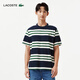 LACOSTE法國鱷魚(yú)男裝春夏時(shí)尚百搭撞色條紋休閑圓領(lǐng)短袖T恤|TH3774 291/墨綠+白 L 5