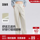 森馬（Semir）休閑褲女春季純色半松緊腰打褶長(cháng)褲女士ins潮闊腿褲101125127007A