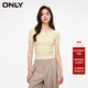 ONLY秋冬休閑百搭螺紋圓領(lǐng)修身短袖針織衫女|124224002 A06 梨子冰沙黃 160/80A/S