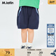 馬·拉?。∕.Latin）/童裝男小童針織中褲繭型褲型拼接設計吸濕柔軟舒適褲子 藏青 110cm