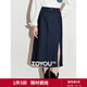 初語(yǔ)醋酸泡芙牛仔裙女2025春季新款復古原色側開(kāi)開(kāi)叉中裙百搭裙子 牛仔原色 M