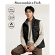 Abercrombie & Fitch美式舒適菱格LOGO拉鏈羽絨背心馬甲上衣25秋冬男裝132-5207 黑色 M (180/100A)