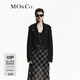 MO&Co.牛仔夾克棉質(zhì)磨漂翻領(lǐng)斜襟短款機車(chē)風(fēng)外套附腰帶摩安珂 牛仔黑色 XS 155