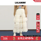LALABOBO【商場(chǎng)同款】LALABOBO半裙25年秋新原創(chuàng  )巨好看荷葉邊網(wǎng)紗中長(cháng)裙子 本白 L