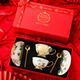 心飾園（XINSHIYUAN）玉茗茶花一對杯子結婚生日禮物骨瓷咖啡杯碟套裝英式下午茶茶具 玉茗茶花（2杯碟配勺子）皇冠紅色盒