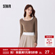 森馬長(cháng)袖T恤女短款上衣顯瘦純色背心2024秋季新款緊身兩件套氣質(zhì) 咖啡50800 L