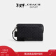 蔻馳（COACH）【專(zhuān)享直降】奧萊男士男包經(jīng)典標志老花拉鏈長(cháng)款手拿包錢(qián)包 QB/炭黑色/黑色