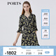 PORTS寶姿春夏新品女裝中長(cháng)袖連衣裙LM8D228MPS134 黑色印花 S (4)