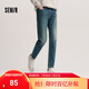 森馬（Semir）森柔|牛仔褲男春季修身小腳長(cháng)褲復古多色水洗褲潮流 牛仔黃泥染80325 32
