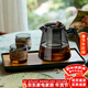 憶壺茶（YIHUTEA）整套茶具泡茶壺套裝玻璃茶杯茶水分離煮茶器辦公室懶人杯子帶茶盤(pán) 【900ml大容量】黑 壺+2杯+托盤(pán)