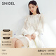 SNIDEL秋冬甜美荷葉邊露肩收腰系帶印花連衣裙SWFO244271 象牙白 S （0）