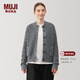 MUJI女式 牦牛絨混 高圓領(lǐng)開(kāi)衫針織毛衣針織衫外套冬季  BA1PPA4A 灰色 S (155/80A)