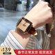 聚利時(shí)（Julius）手表女簡(jiǎn)約氣質(zhì)經(jīng)典大表盤(pán)方形表學(xué)生復古風(fēng)防水皮帶女士石英表 浪漫咖啡