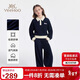 英氏（YEEHOO）女童套裝兒童衛衣褲子兩件套中大童裝休閑運動(dòng)時(shí)尚春 深藍 150