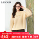 LAGOGO黃油泡芙圓領(lǐng)加絨衛衣女拉谷谷2025年冬季新款好看刺繡絨衫 黃色 S