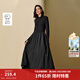 茵曼（INMAN）2025秋冬女裝新款復古半高領(lǐng)磨毛黑色連衣裙顯瘦長(cháng)袖長(cháng)裙子  午夜黑 M