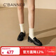 千百度（C.BANNER）流蘇女2025春夏新款牛皮JK褶皺小皮鞋A25132309 黑色 36(230mm)
