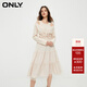 ONLY通勤氣質(zhì)收腰U領(lǐng)歐根紗套裝連衣裙女|124146002 A03 毛藝灰色 XS (155) 76A