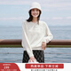 香影奶藍色軟糯圓領(lǐng)毛衣女2025冬季新款寬松顯瘦長(cháng)袖鉤花針織上衣 鷺白 M 160/84A/95-110斤