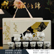 艾瑩嘉（Aiyingjia）羊脂玉茶具套裝家用辦公茶壺蓋碗純手工前程似錦大全套中式禮盒裝 10頭福祿茶壺套裝