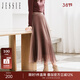 JESSIE時(shí)尚亮絲漸變顯瘦百褶網(wǎng)紗半身裙女秋 咖啡色 S