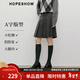 紅袖（hopeshow）學(xué)院風(fēng)半身裙2025冬季新款女裝垂感遮胯顯瘦百搭氣質(zhì)A字百褶裙 煙灰056 S