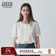 Teenie Weenie小熊夏季清新學(xué)院甜美娃娃衫泡泡袖短袖襯衫通勤女裝 白色 S (160)