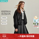 茵曼2026春季女裝新款簡(jiǎn)約休閑立領(lǐng)皮衣黑色外套寬松短款夾克上衣 午夜黑 M 163-167cm /111-120斤