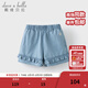 戴維貝拉（DAVE＆BELLA）女童牛仔褲純棉兒童短褲夏裝新款中大童褲子童裝小孩子休閑褲 牛仔藍【現貨】 130 cm（建議身高120-130cm）