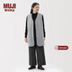 MUJI女式 抓絨 長(cháng)背心 馬甲馬夾女款25年冬季女裝外套 BB2T7C5A 灰色 M (160/84A)