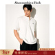 Abercrombie & Fitch經(jīng)典小麋鹿圖案男裝25夏季美式重磅寬松亨利領(lǐng)短袖T恤 白色 L (180/108A)尺碼偏大
