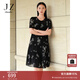 玖姿·安娜蔻優(yōu)雅黑白雪紡繡花輕薄蛋糕娃娃裙連衣裙女2024夏款 花黑 M