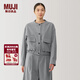 MUJI 女式 彈力起毛 開(kāi)衫式夾克 女外套冬季款 長(cháng)袖 女裝 BD0YSC4A 灰色 L (165/88A)