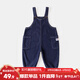 嘟嘟家寶寶褲子春秋韓版兒童寬松背帶褲春款時(shí)尚男童休閑牛仔褲女 深藍色 100