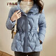 子牧棉麻冬裝 女韓版百搭加厚棉服洋氣長(cháng)袖修身棉衣外套2012 霧霾藍 M(建議100斤以?xún)?