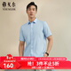 雅戈爾（YOUNGOR）短袖襯衫男素色成衣水洗襯衫彈力亞麻面料舒適透氣休閑無(wú)束縛 VSHM134915IBA淺藍 38