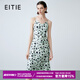 愛(ài)特愛(ài)（EITIE）高級感緞面吊帶裙2025夏季新款印花露背V領(lǐng)連衣裙7807528 森林綠48 S (155)