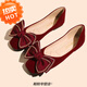 森用紅色婚鞋女平底孕婦新娘秀禾婚紗兩穿大碼女鞋淺口方頭蝴蝶結單鞋 紅色 3天發(fā)貨 41