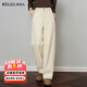 Olrain【5折】新款女裝秋季休閑雅痞長(cháng)褲時(shí)尚百搭闊腿褲直筒褲 杏色 M
