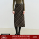自巧小個(gè)子復古格紋直筒半身裙女2025秋冬新款中長(cháng)款復古毛呢裙子 棕色格 XS （尺碼：2）