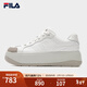 FILA 斐樂(lè )官方女鞋運動(dòng)板鞋BELLIS厚底復古小白鞋增高休閑鞋運動(dòng)鞋子 標準白/米卡其棕-CP 37.5