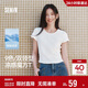 森馬（Semir）短袖t恤女短款修身圓領(lǐng)內搭25夏涼感收腰V領(lǐng)上衣辣妹109325100006