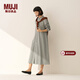 MUJI女式 法蘭絨 立領(lǐng)長(cháng)袖連衣裙女裝裙子純棉連身裙25年冬季 淺米色格紋 L (165/88A)